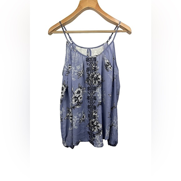 Rewind Tops - Rewind Semi Sheer Shoulder Cutout Floral Tank Top with Long Sleeves | Size: S
